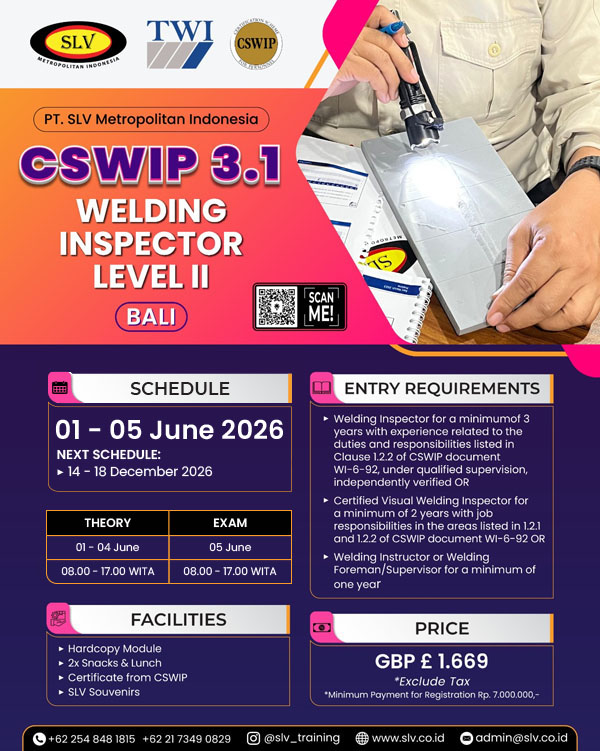 CWSIP 3.1 Welding Inspector Level II – Bali