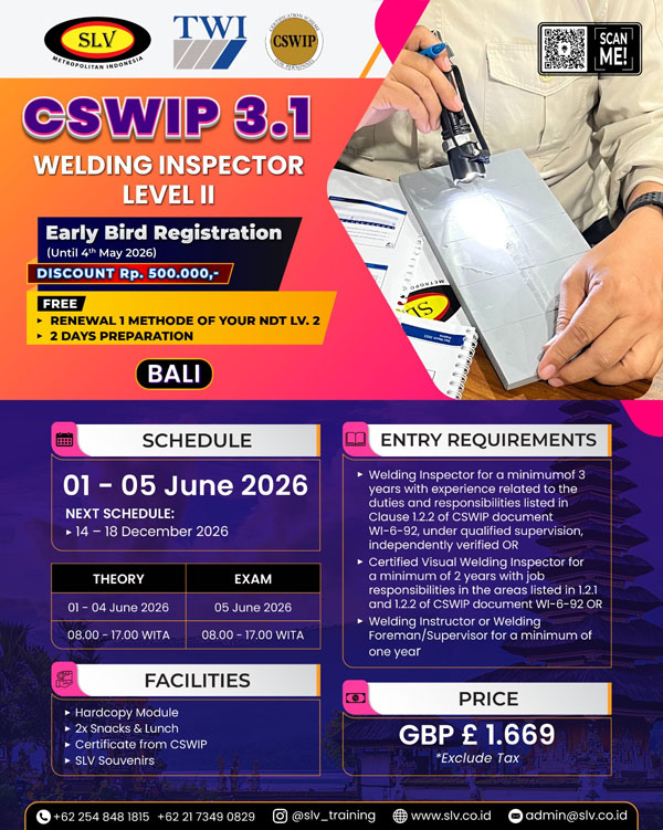 CWSIP 3.1 Welding Inspector Level II – Bali